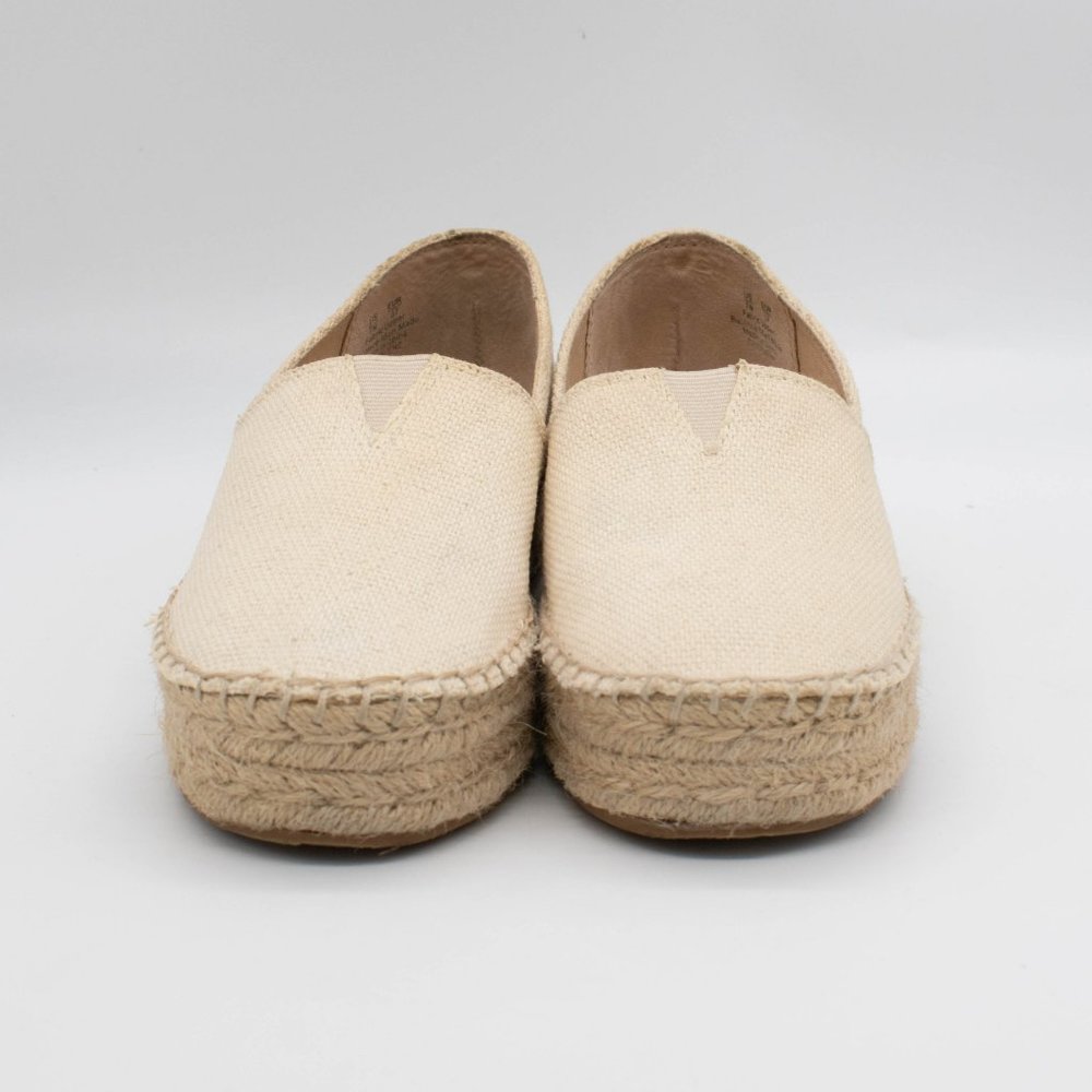 Sam Edelman Women's Charlene Ivory Canvas Slip On Platform Espadrille Shoes - Picture 2 of 8